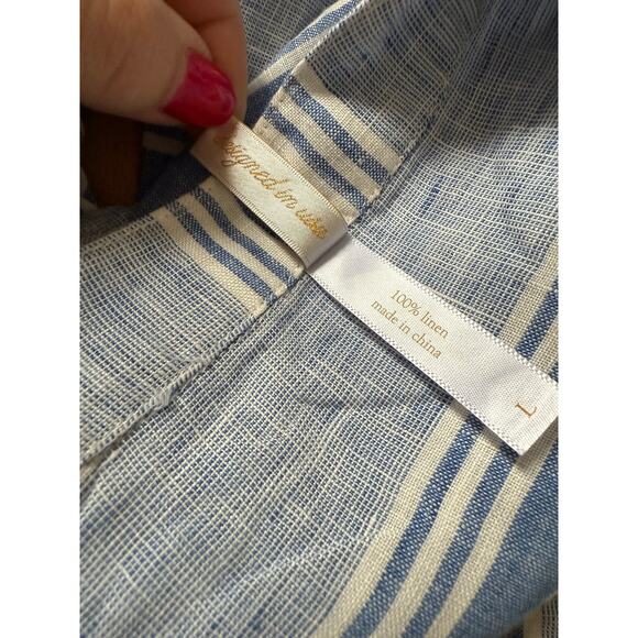 Helen Jon Striped Linen Midi Dress Women’s Size Large Blue Lightweight - Picture 5 of 6